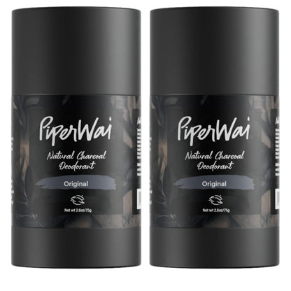 PiperWai Natural Deodorant w/Activated Charcoal | Odor Protection, Vegan, Aluminum Free, 2-Pack...