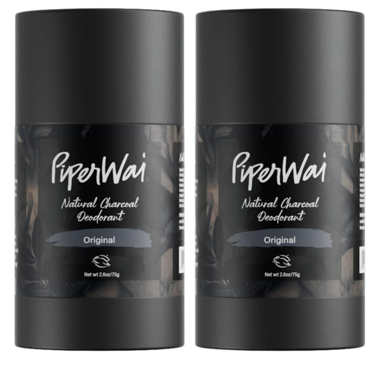 PiperWai Natural Deodorant w/Activated Charcoal | Odor Protection, Vegan, Aluminum Free, 2-Pack...