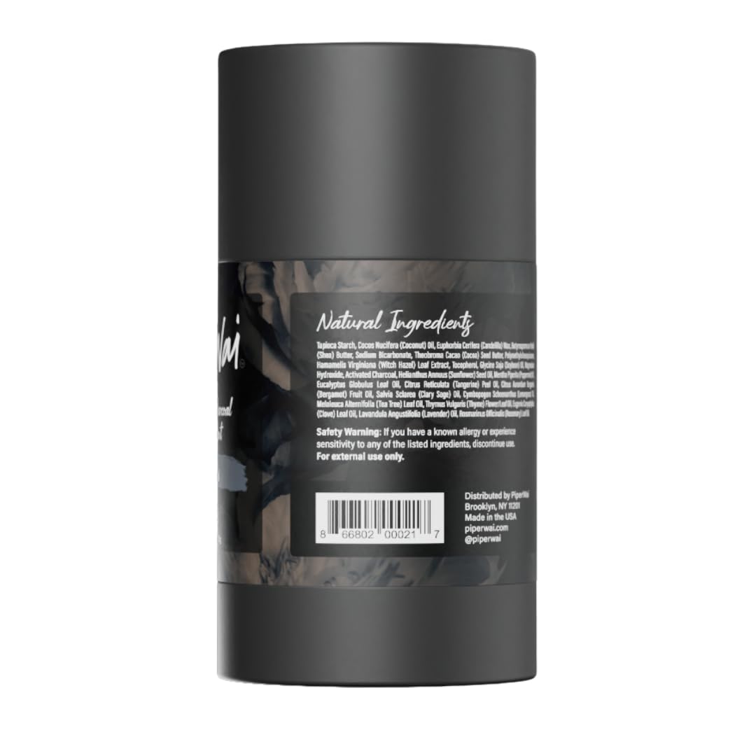 PiperWai Natural Deodorant w/Activated Charcoal | Odor Protection, Vegan, Aluminum Free, 2-Pack...