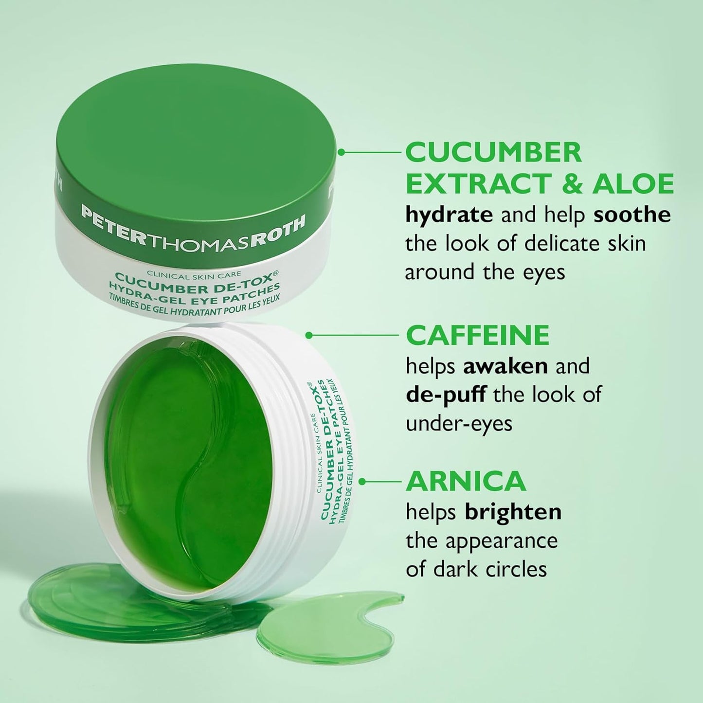 Peter Thomas Roth | Cucumber De-Tox® Hydra-Gel Eye Patches | Cucumber Extract Eye Mask Patches for Puffiness and Dark Circles