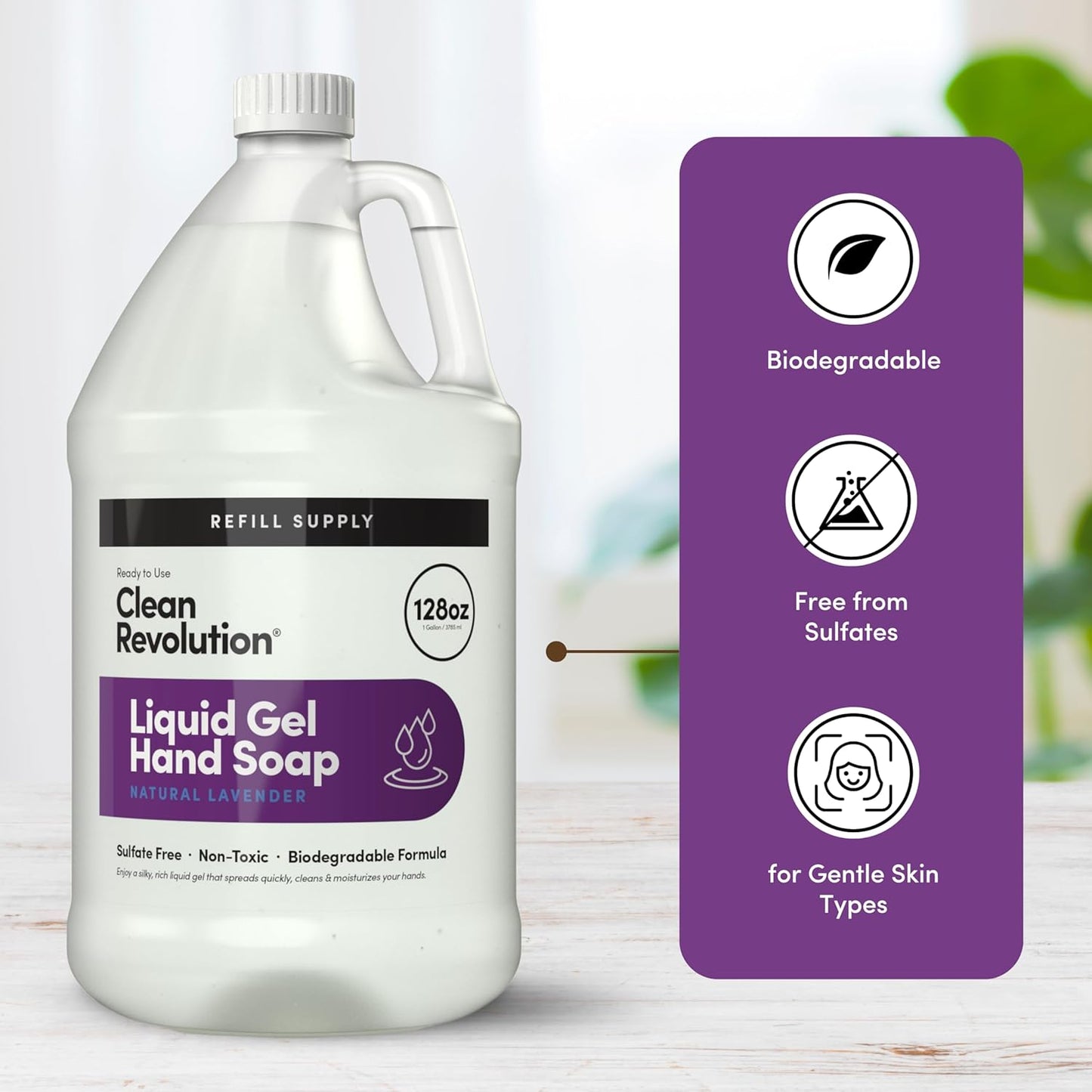 Clean Revolution Liquid Gel Hand Soap Refill with Real Essential Oils – Sulfate-Free Gel Hand Wash..