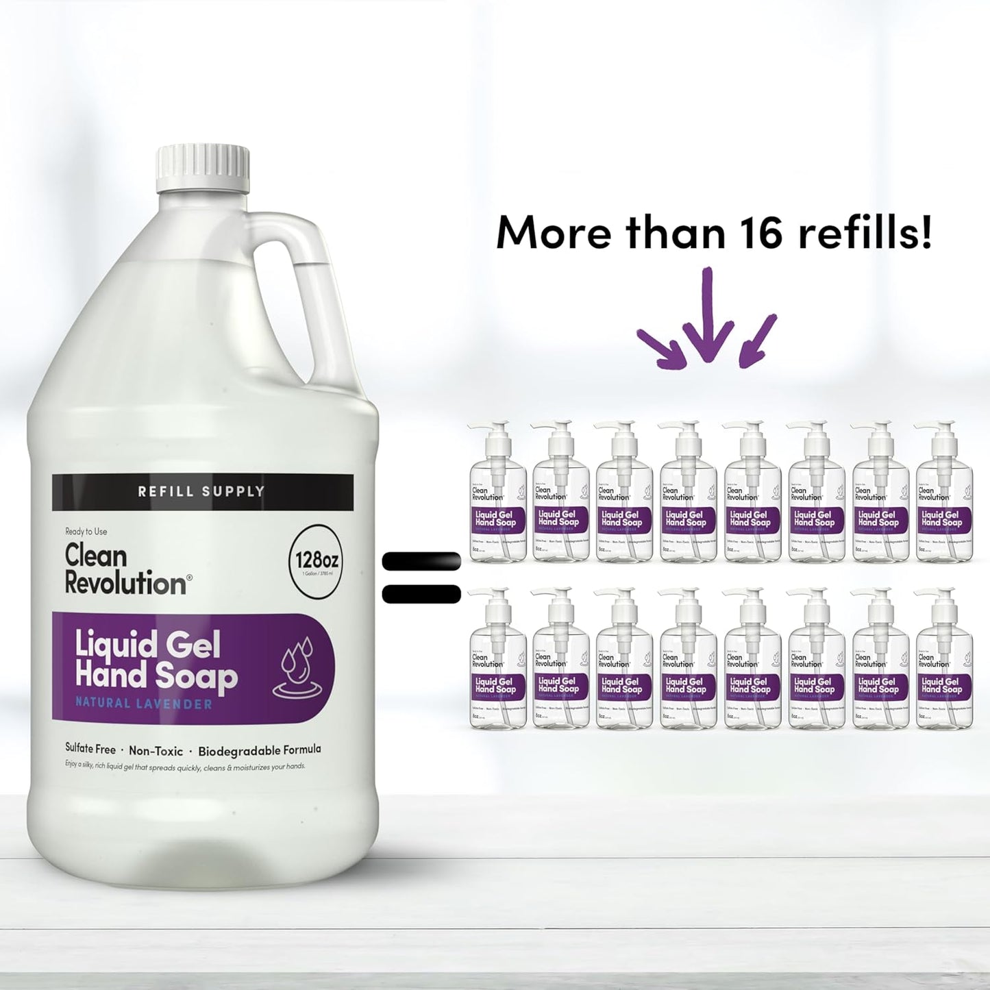 Clean Revolution Liquid Gel Hand Soap Refill with Real Essential Oils – Sulfate-Free Gel Hand Wash..