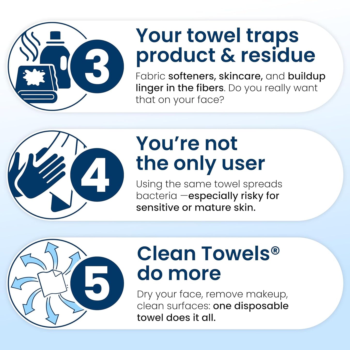 Clean Skin Club Clean Towels XL®, 100% USDA Biobased Face Towel, Disposable Face Towelette, Eczema Association Accepted..