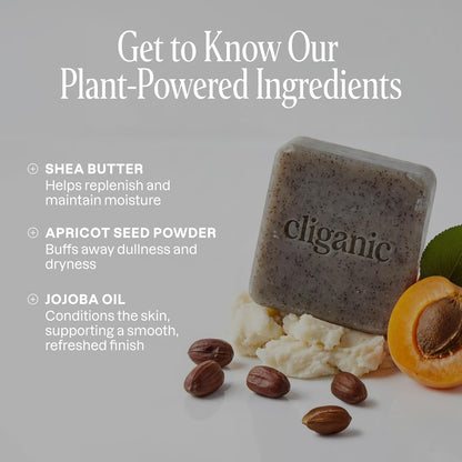 Cliganic Exfoliating Bar Soap For Men & Women – Body Scrub Soap with 98% Natural Ingredients Cleanses, Smooths &amp; Revitalizes Skin..