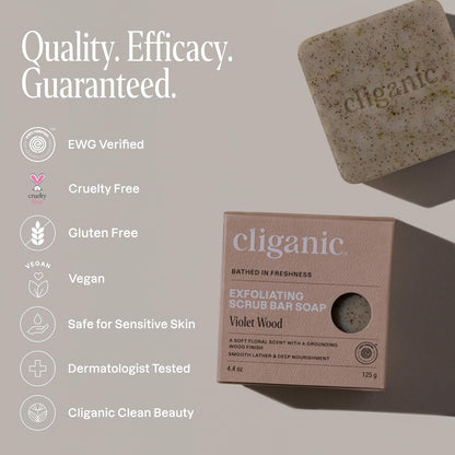 Cliganic Exfoliating Bar Soap For Men & Women – Body Scrub Soap with 98% Natural Ingredients Cleanses, Smooths &amp; Revitalizes Skin..