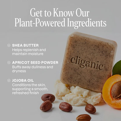 Cliganic Exfoliating Bar Soap For Men & Women – Body Scrub Soap with 98% Natural Ingredients Cleanses, Smooths &amp; Revitalizes Skin..