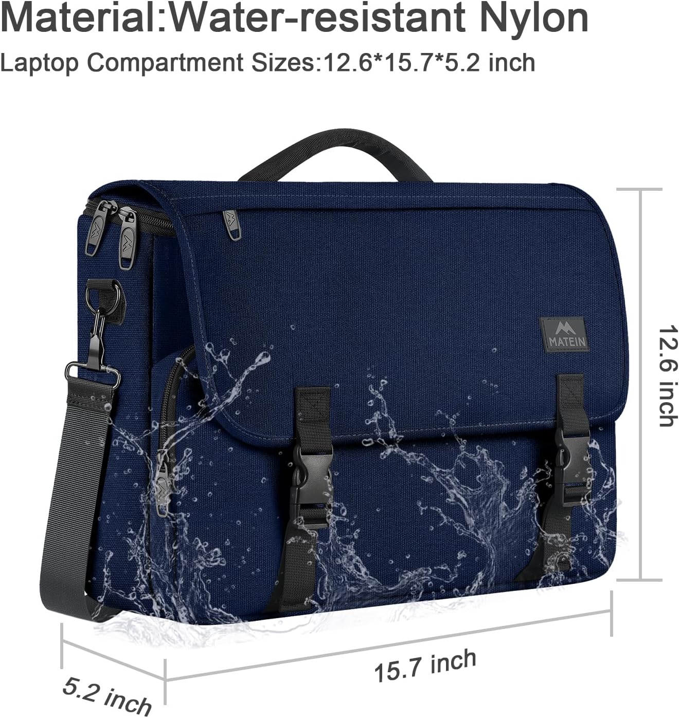MATEIN Messenger Bag for Men, Satchel Bag 15.6 Inch Laptop Briefcase, Blue