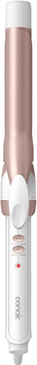 Conair Double Ceramic 1 in. Curling Iron | Double Ceramic 1 in. Barrel Creates Classic Curls on Short to Long Hair, White/Rose Gold, CD701L