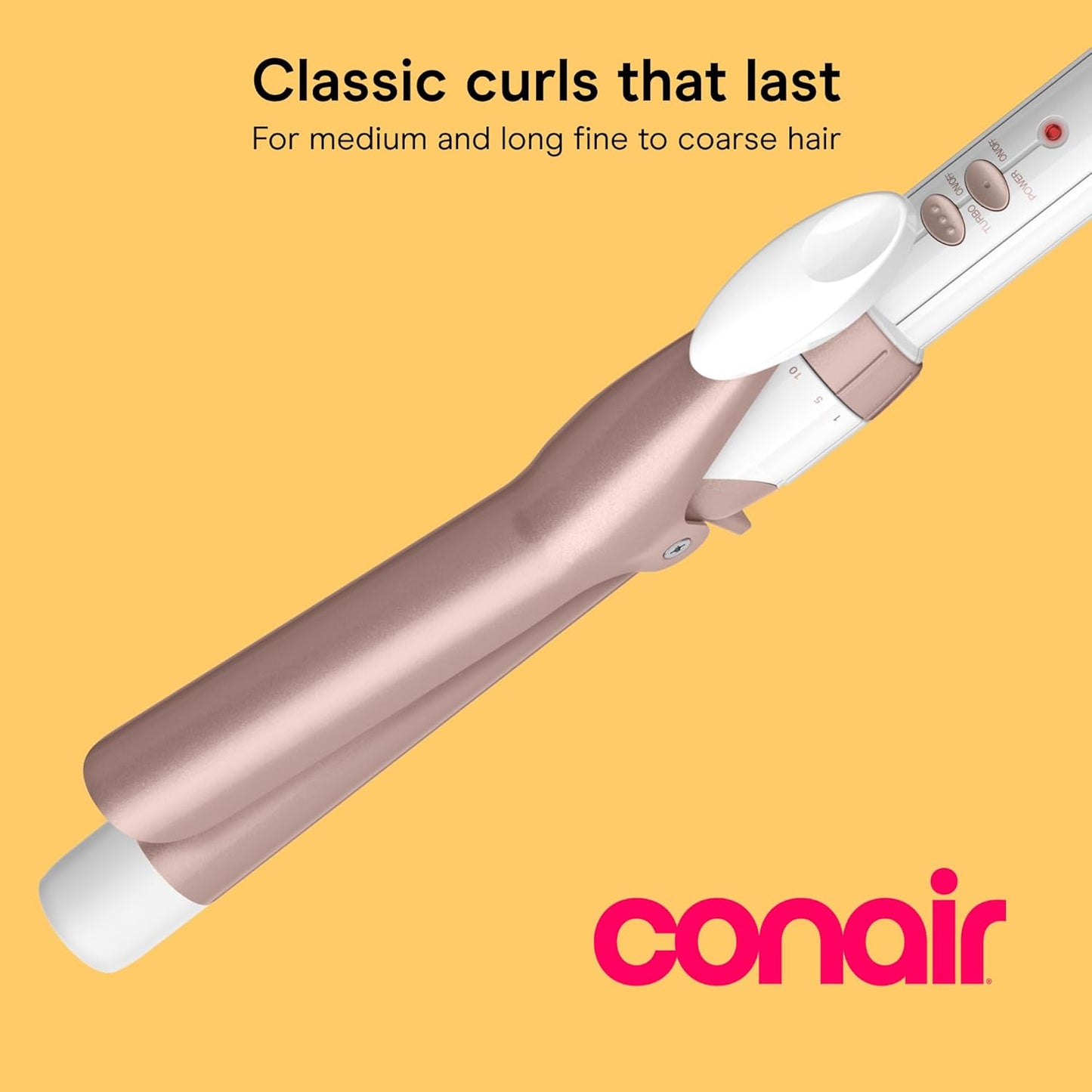 Conair Double Ceramic 1 in. Curling Iron | Double Ceramic 1 in. Barrel Creates Classic Curls on Short to Long Hair, White/Rose Gold, CD701L