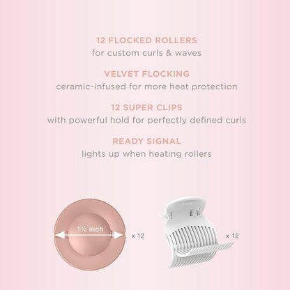 Conair Ceramic 1 1/2-inch Hot Rollers, Super Clips Included, Create Big Bouncy Curls..