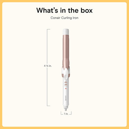 Conair Double Ceramic 1 in. Curling Iron | Double Ceramic 1 in. Barrel Creates Classic Curls on Short to Long Hair, White/Rose Gold, CD701L