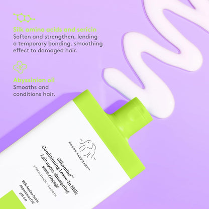 Drunk Elephant Silkamino Conditioning Leave-In Milk - 240 ml/8 fl oz - Silk Amino Acids - Clean Clinical - Cruelty-Free..