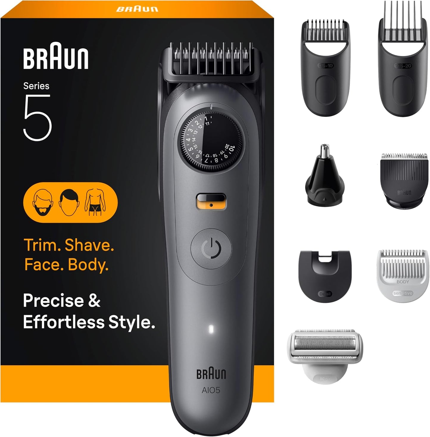 Braun Series 5 All-in-One Beard &amp; Body Grooming Kit for Men, Cordless Trimmer, Hair Clippers & Shaver for Face..