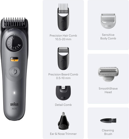 Braun Series 5 All-in-One Beard &amp; Body Grooming Kit for Men, Cordless Trimmer, Hair Clippers & Shaver for Face..
