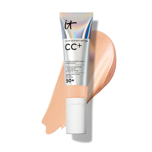 IT Cosmetics CC+ Cream - Natural Full Coverage Foundation With SPF 50+, Color Corrector &amp; Anti-Aging Hydrating Serum..