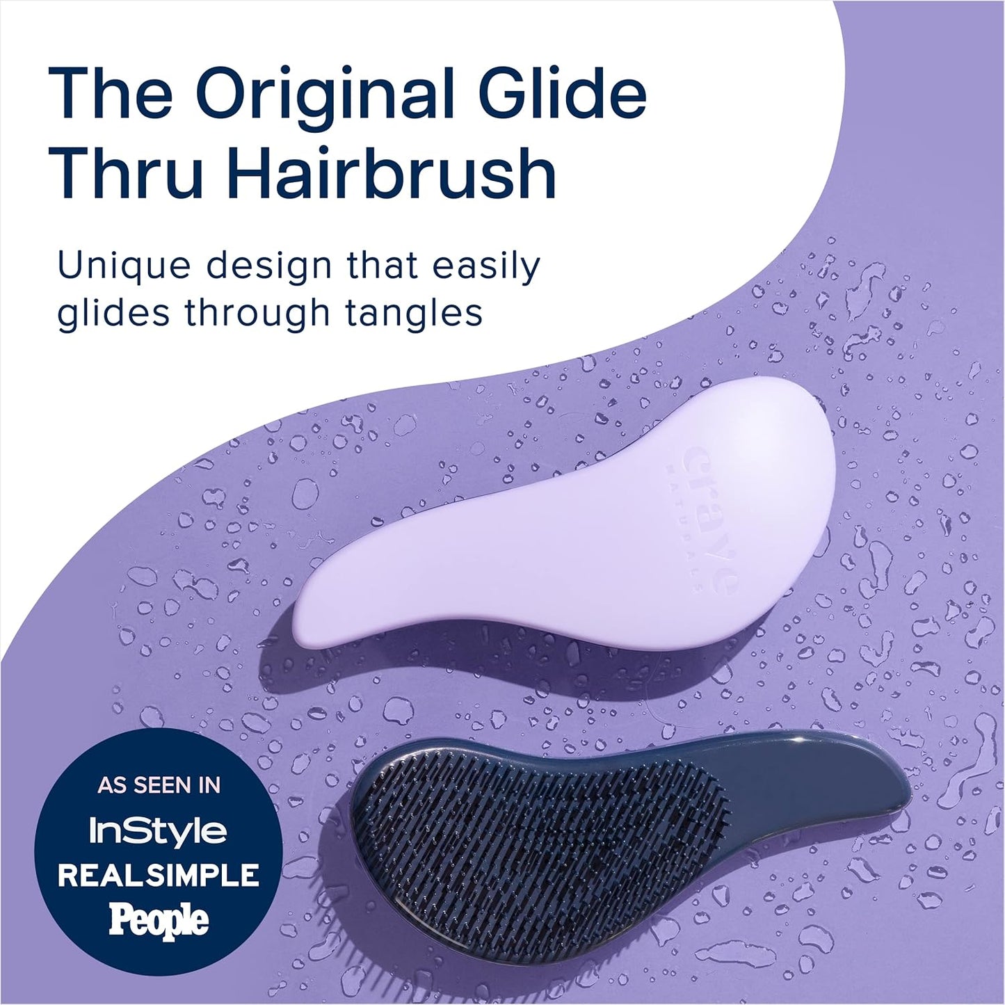 Crave Naturals Glide Thru Hair Brush - Detangler Brush for Curly, Straight, Wet or Dry Hair - Gentle Detangling Brushes for Adults, Kids..