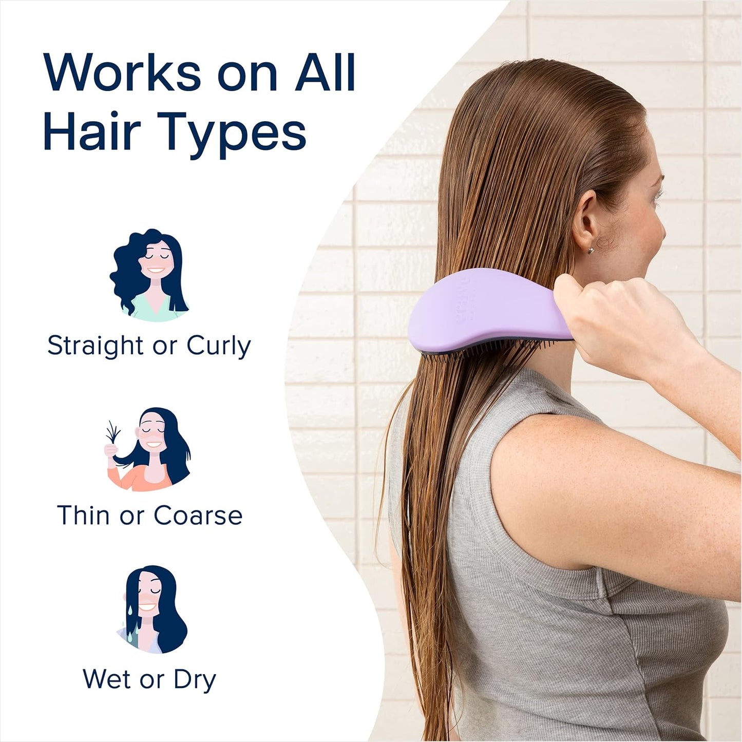 Crave Naturals Glide Thru Hair Brush - Detangler Brush for Curly, Straight, Wet or Dry Hair - Gentle Detangling Brushes for Adults, Kids..