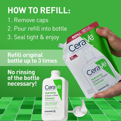 CeraVe Hydrating Cream To Foam Cleanser, Makeup Remover Face Wash For Dry Skin, Foaming Facial Cleanser...