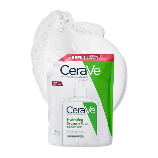 CeraVe Hydrating Cream To Foam Cleanser, Makeup Remover Face Wash For Dry Skin, Foaming Facial Cleanser...