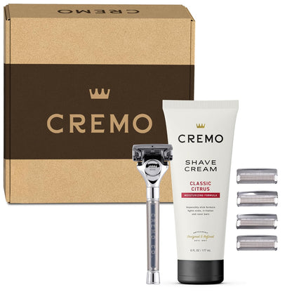 Cremo Original Shave Gift Set for Men, includes Impossibly-Slick 6 oz Shaving Cream, Chrome Barber Grade Razors..