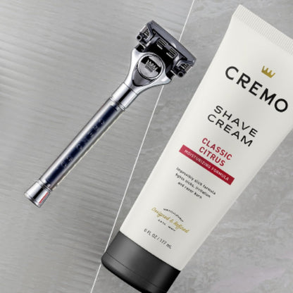 Cremo Original Shave Gift Set for Men, includes Impossibly-Slick 6 oz Shaving Cream, Chrome Barber Grade Razors..
