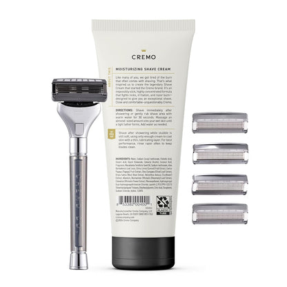 Cremo Original Shave Gift Set for Men, includes Impossibly-Slick 6 oz Shaving Cream, Chrome Barber Grade Razors..
