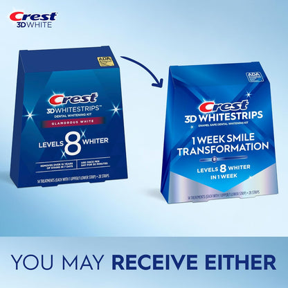 Crest 3D Whitestrips, 1 Week Smile Transformation, Whitestrips 3D White, 14 Treatments (Each with 1 Upper/1 Lower), 28 Strips