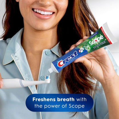 Crest + Scope, Active Fresh, Teeth Whitening Toothpaste for adults, Bad Breath Treatment, Breath Freshner..
