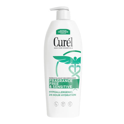 Curel Fragrance Free Comforting Body Lotion, Unscented Dry Skin Moisturizer for Sensitive Skin , with Advanced Ceramide Complex..