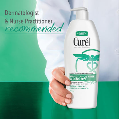 Curel Fragrance Free Comforting Body Lotion, Unscented Dry Skin Moisturizer for Sensitive Skin , with Advanced Ceramide Complex..