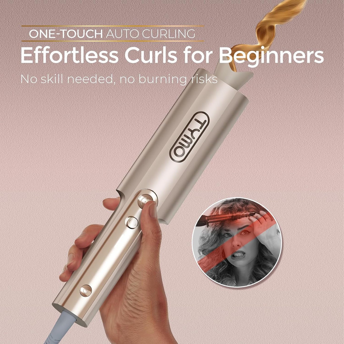 TYMO CurlPro Plus Automatic Rotating Curling Iron - Upgraded Long Barrel Curling Wand for Long Hair..