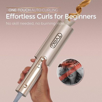 TYMO CurlPro Plus Automatic Rotating Curling Iron - Upgraded Long Barrel Curling Wand for Long Hair..
