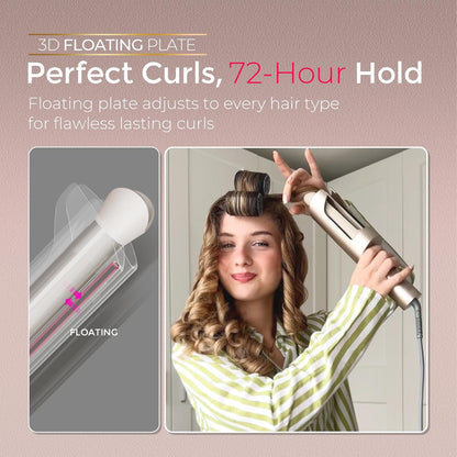 TYMO CurlPro Plus Automatic Rotating Curling Iron - Upgraded Long Barrel Curling Wand for Long Hair..