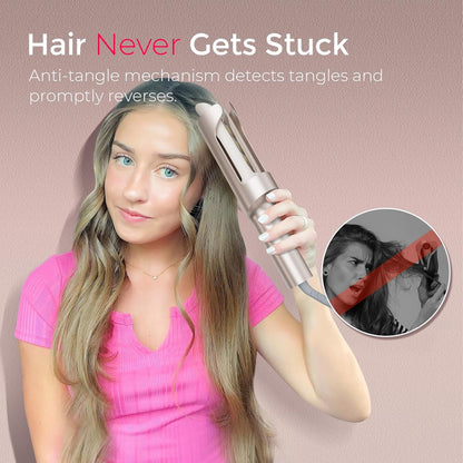 TYMO CurlPro Plus Automatic Rotating Curling Iron - Upgraded Long Barrel Curling Wand for Long Hair..