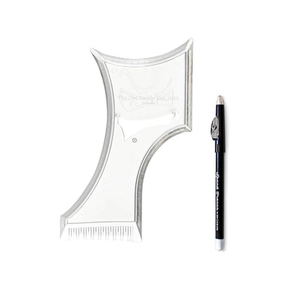 The Cut Buddy PLUS Beard Shaping Tool, Clear Template with Built-in Comb and Bonus Pencil, Ideal for Hairline..
