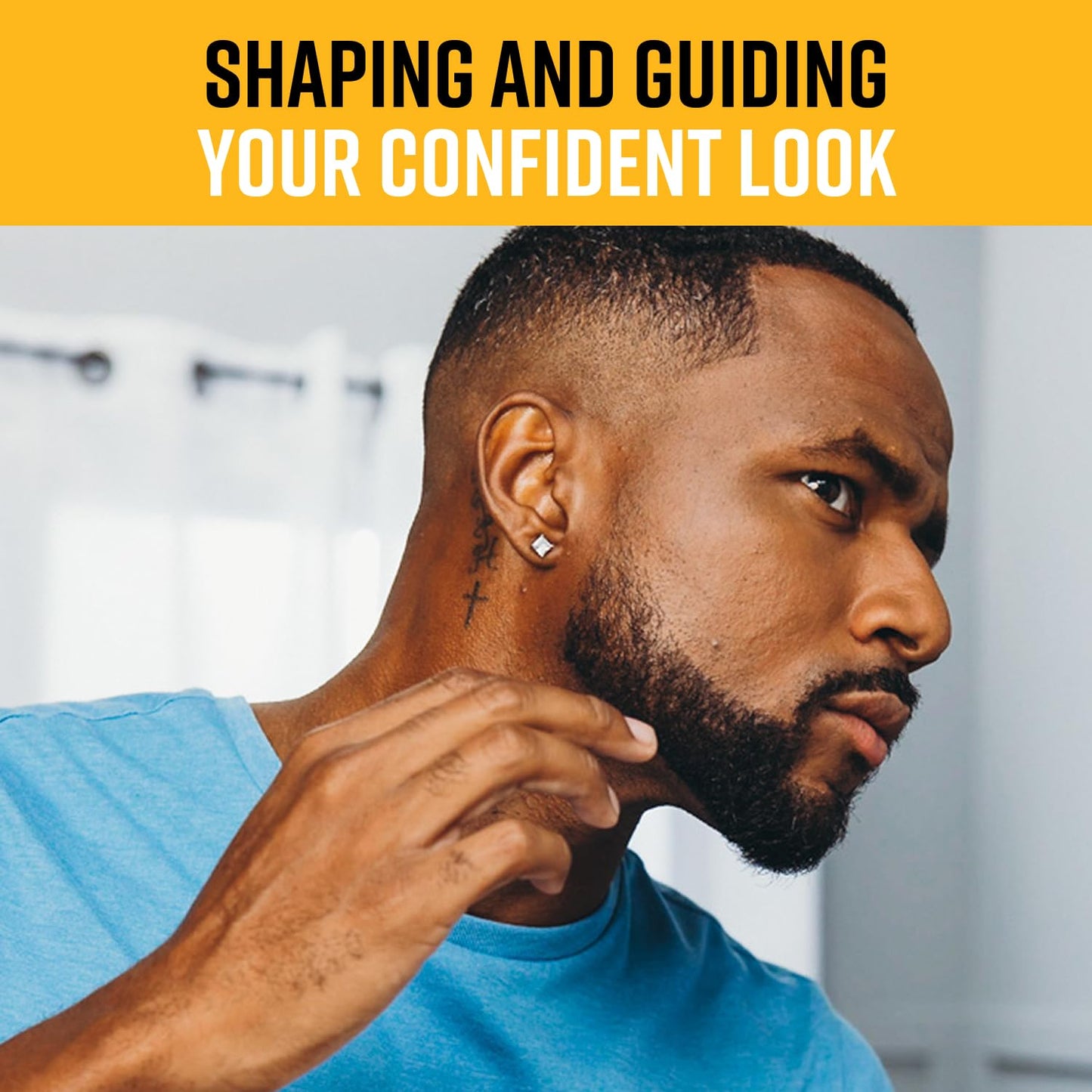 The Cut Buddy PLUS Beard Shaping Tool, Clear Template with Built-in Comb and Bonus Pencil, Ideal for Hairline..