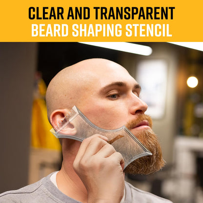 The Cut Buddy PLUS Beard Shaping Tool, Clear Template with Built-in Comb and Bonus Pencil, Ideal for Hairline..