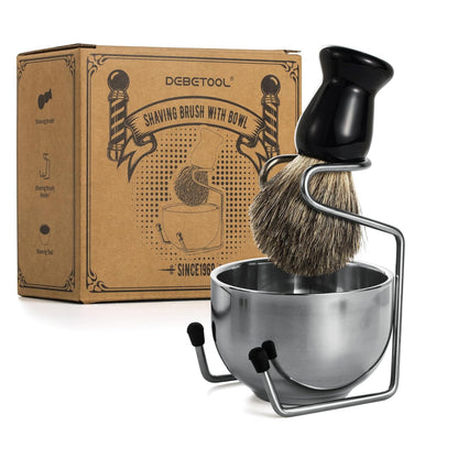 DEBETOOL Pure Badger Hair Shaving Brush and Bowl | Premium Shaving Brushes for Men, Exfoliating Wet Shave Gift..