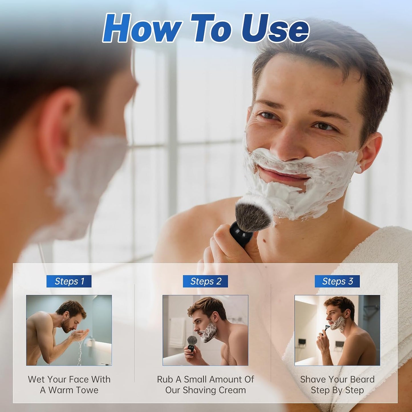 DEBETOOL Pure Badger Hair Shaving Brush and Bowl | Premium Shaving Brushes for Men, Exfoliating Wet Shave Gift..