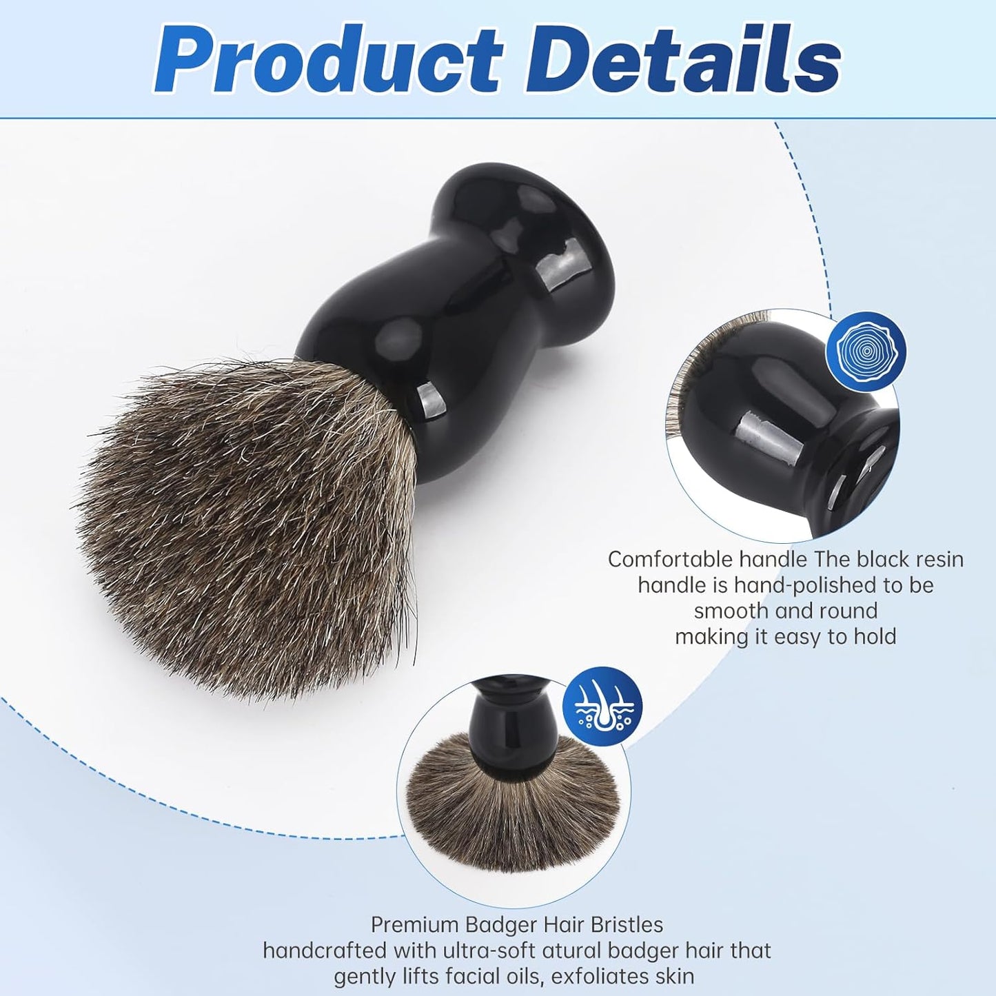 DEBETOOL Pure Badger Hair Shaving Brush and Bowl | Premium Shaving Brushes for Men, Exfoliating Wet Shave Gift..