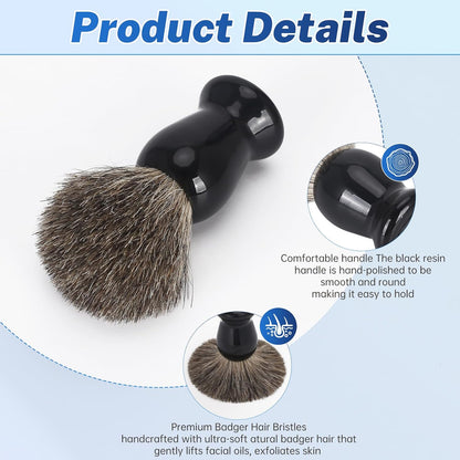 DEBETOOL Pure Badger Hair Shaving Brush and Bowl | Premium Shaving Brushes for Men, Exfoliating Wet Shave Gift..