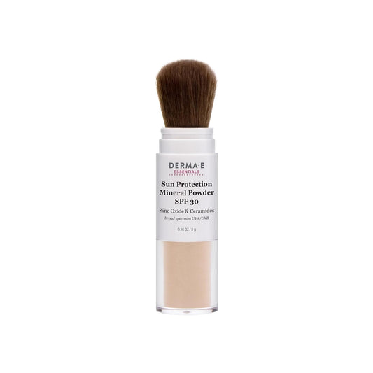 DERMA E Mineral Sunscreen for Face, SPF 30 Brush On Sun Protection Mineral Powder Sunscreen, 0.16 Oz (Pack of 1)