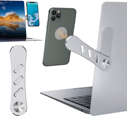 DK177 Magnetic Phone Holder, Laptop or Desktop Monitor Side Mount Phone Holder, Silver..