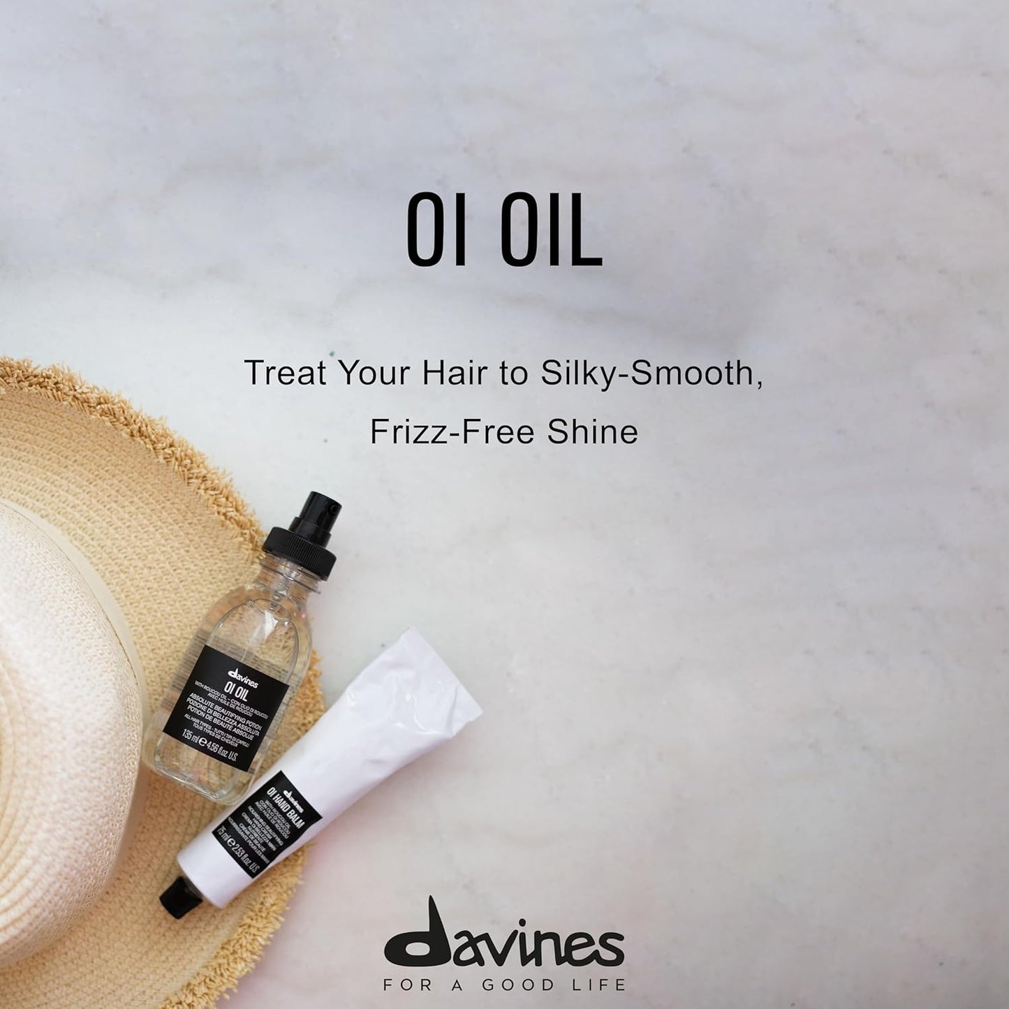 Davines OI Oil, Multi-Function Potion for All Hair Types - Weightless Anti-Frizz & Shine-Enhancing Serum with Roucou Oil..