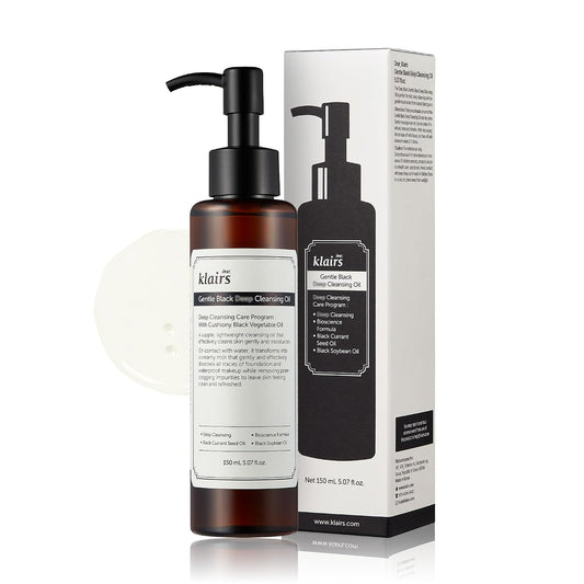 DearKlairs Gentle Black Cleansing Oil Korean Makeup Remover, 5.07 Fl Oz