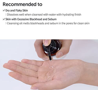 DearKlairs Gentle Black Cleansing Oil Korean Makeup Remover, 5.07 Fl Oz