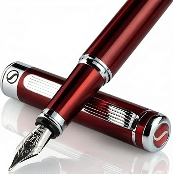 Scriveiner Stainless Steel Rollerball Pen - Stunning Luxury Metal Pen with Silver Chrome Finish..