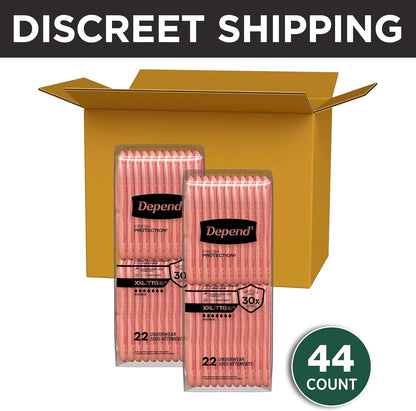 Depend Fresh Protection Adult Diapers, Incontinence Underwear for Women, 44 Count (2 Packs of 22), Packaging May Vary