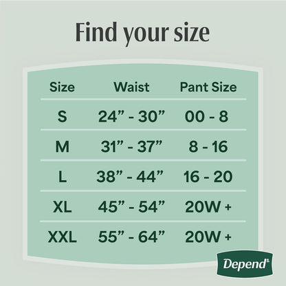 Depend Fresh Protection Adult Diapers, Incontinence Underwear for Women, 44 Count (2 Packs of 22), Packaging May Vary