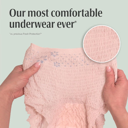 Depend Fresh Protection Adult Diapers, Incontinence Underwear for Women, 44 Count (2 Packs of 22), Packaging May Vary